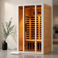 2 Person Extendable FAR Infrared Sauna for Home, Hemlock Wood Low EMF 6 Carbon Heaters Indoor Saunas with LED Lights, Bluetooth Speaker, Digital Control Panel, and Seating Bench